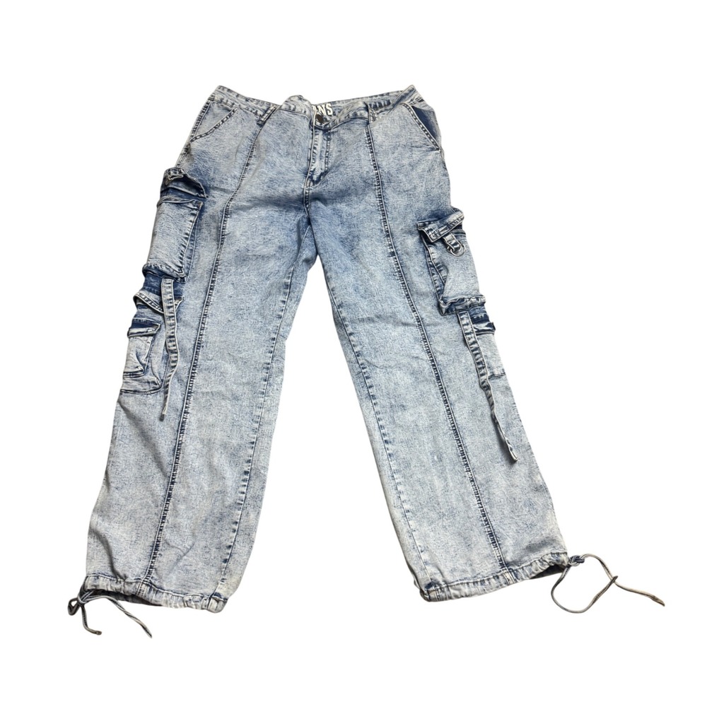 VIP‎ Jeans Womens Acid Wash Cargo Pants Blue Denim Size 19/20